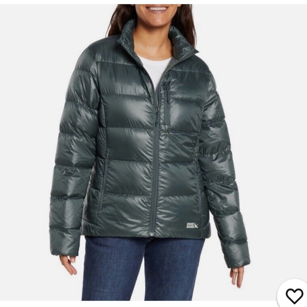 NWT Eddie Bauer Women's Green Puffer packable Jacket coat size M